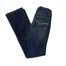 Wrangler Mae Jeans Women Sz 5/34 Bootcut Blue Mid Rise Dark Wash 09MWZDO Stretch