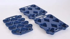 Vintage Cast Iron Enamel Blue Speckled Gem / Muffin Pans - Card Suit Shapes