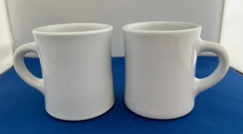 Vintage REGO Fine Porcelain Restaurant Ware White Coffee/Tea Mugs Set of 2