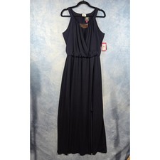 Vince Camuto Navy Blue Gold Bar Surplice Maxi Dress VC4M4698 Sleeveless 6