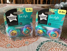 TOMMEE TIPPEE FUN STYLE ANIMAL ORTHODONTICS 0-6 MONTHS PACIFIERS 2 PK LOT x 2 4