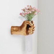 Gold Wall Sculpture,Hand Vase Home Decor,Wall Mount Hands Sculpture Vases,Wal...
