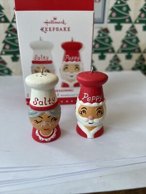 Salz & Pfeffer Salzig & Peppig Weihnachten Punze Andenken Ornamente Neu im Karton