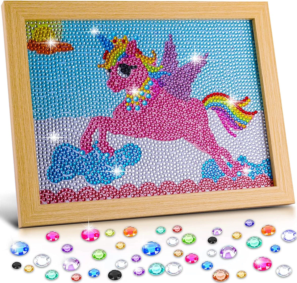 ACSAUMMY 5D Diamond Painting Kits for Kids with Wooden Frame