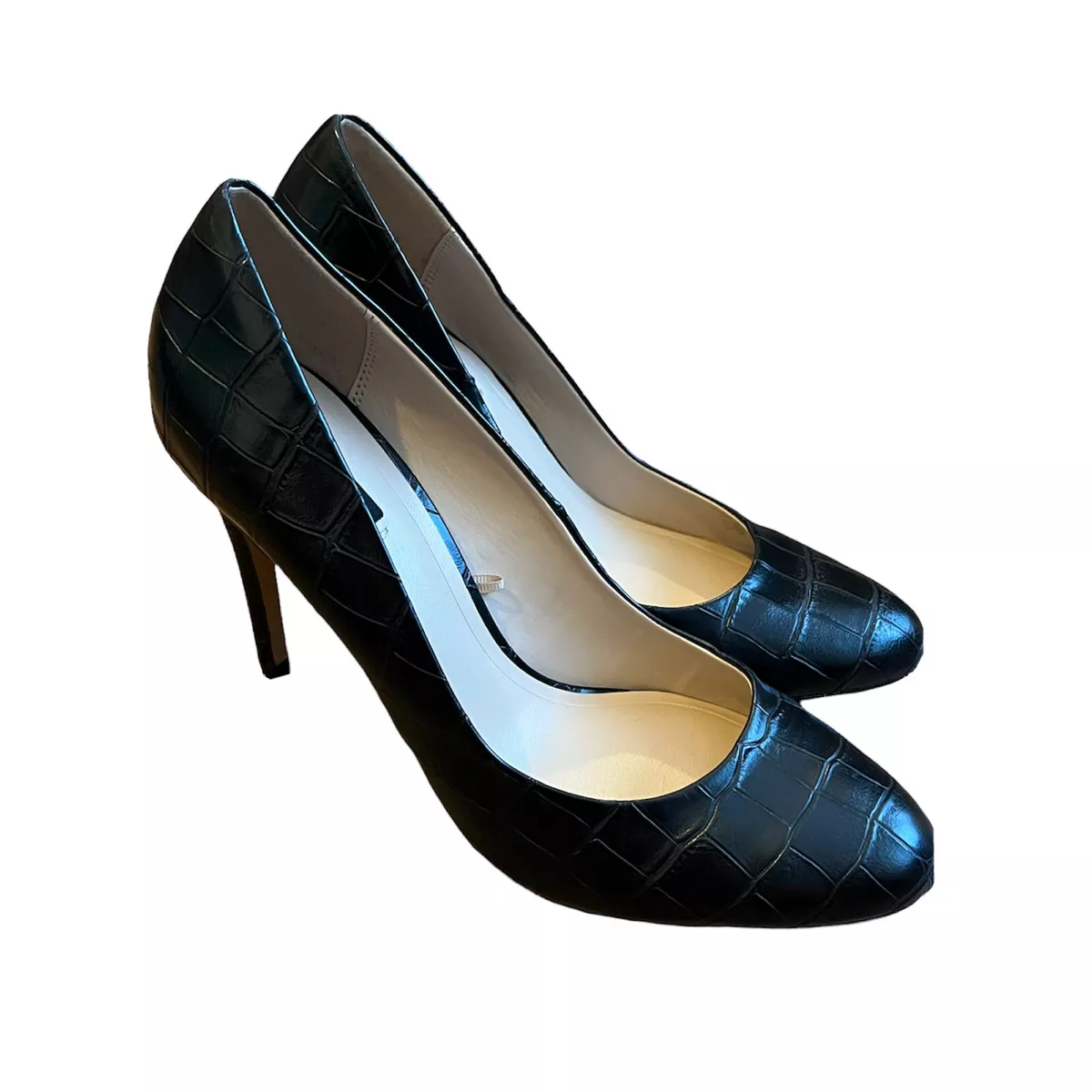 Mango Womens Black Croc Pattern Stiletto Heels Size 6UK 39EU 4 Inch Heels