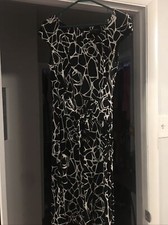 David Meister Black White Wrap Dress Geometric Pattern Knee Length SZ 8 Usa