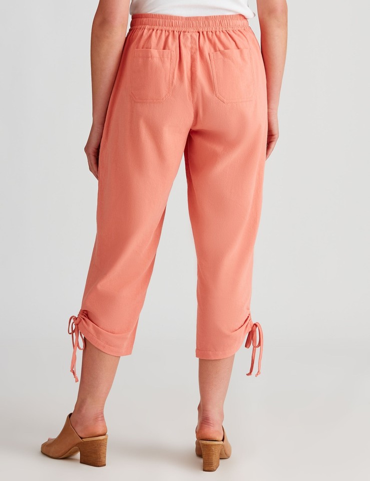 Womens Pants Pink Summer Cropped Cotton Casual Fashion Trousers