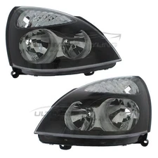 Headlights Renault Clio Mk2 2001-2005 Black Surround Headlamps Pair Left & Right
