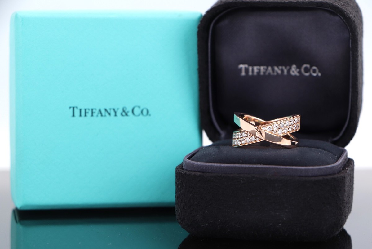 $6300 Tiffany & Co 18k Rose Gold Double Pave Diamond Atlas X
