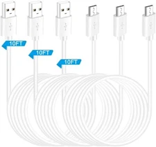 3Pcs Power Extension Cable for Security Camera 10ft Charging Cable for Wyze Cam