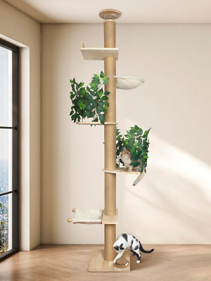 Adjustable Floor to Ceiling Cat Tower - 97.1-124.4'' Modern Cat Tree
