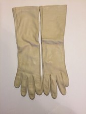 Vtg Fownes Sz 6 Washable Lastic Leather Ivory 14  Long Gloves
