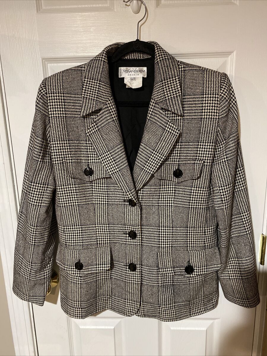Vintage Yves Saint Laurent YSL ENCORE Plaid Wool And Silk Vintage Yves Saint Laurent YSL ENCORE Plaid Wool And Silk
