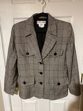 Vintage Yves Saint Laurent YSL ENCORE Plaid Wool And Silk Blazer Jacket Size: 14