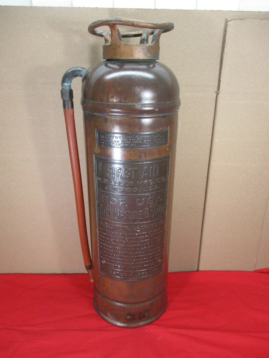 Antique W.D. Allen First Aid 2.5 Gallon Brass Hand Fire