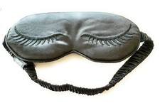 Contoured Satin Sleep Mask, Lash Protection, Elastic Strap, TruBeauty, Black, OS