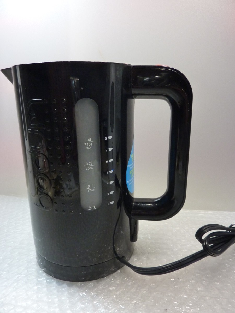 Black Bodum Electric Coffee Tea Cup 34oz Water Hot Kettle Model