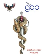 Vintage Gap Great American Products Pewter Snake Skull Dagger Belt Buckle 1995