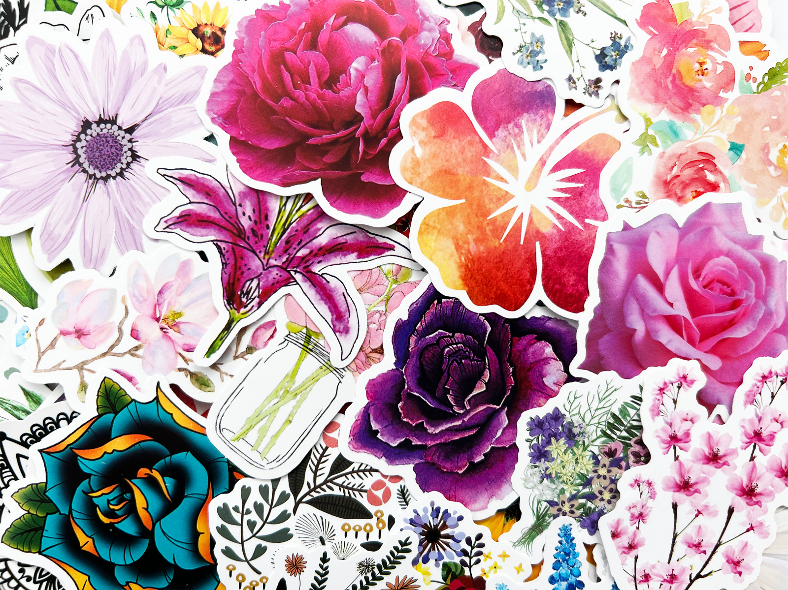 S Drawn Rose Waterbottle Laptop Vinyl Decals