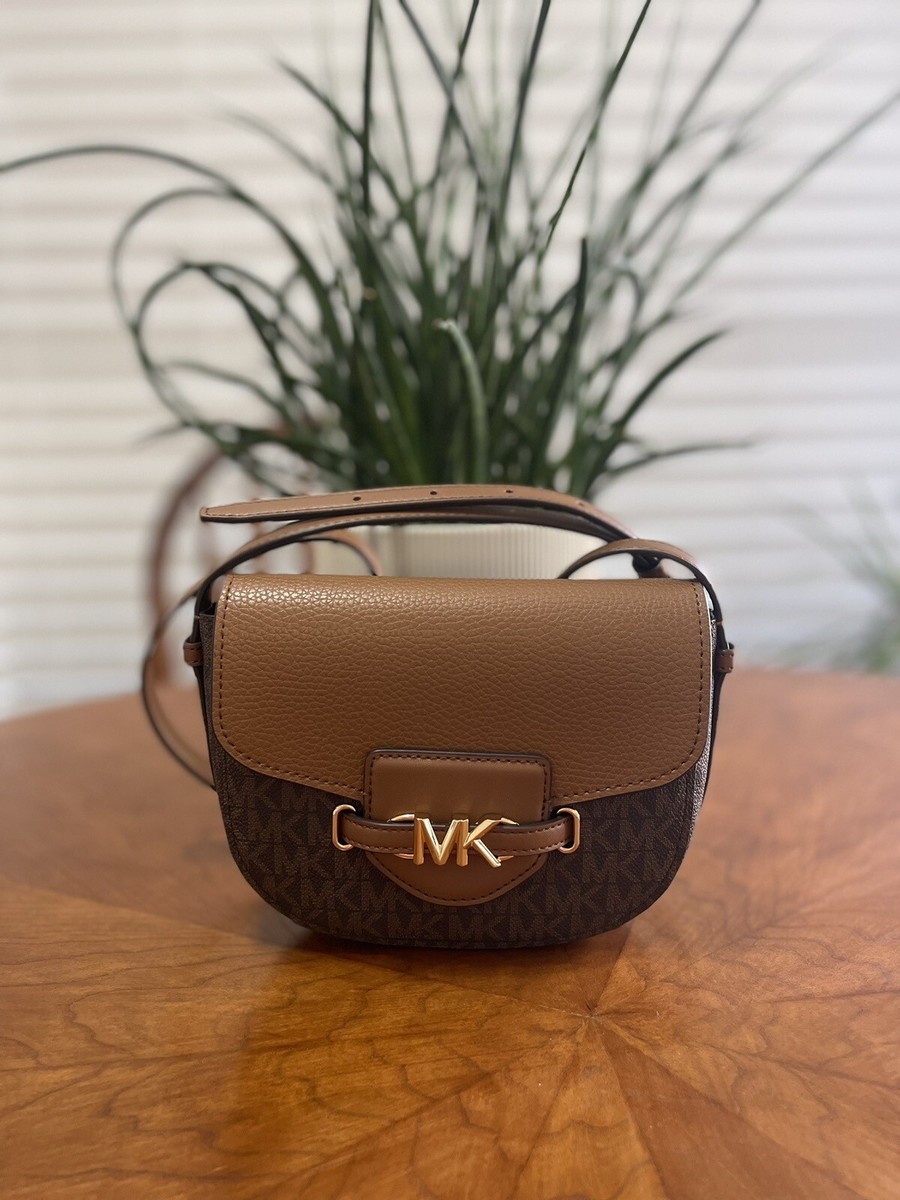 Michael Kors Reed Small Logo and Leather Saddle/Crossbody