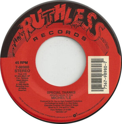 Michelle Nicety / Special Thanks Vinyl Single 7inch Ruthless Records
