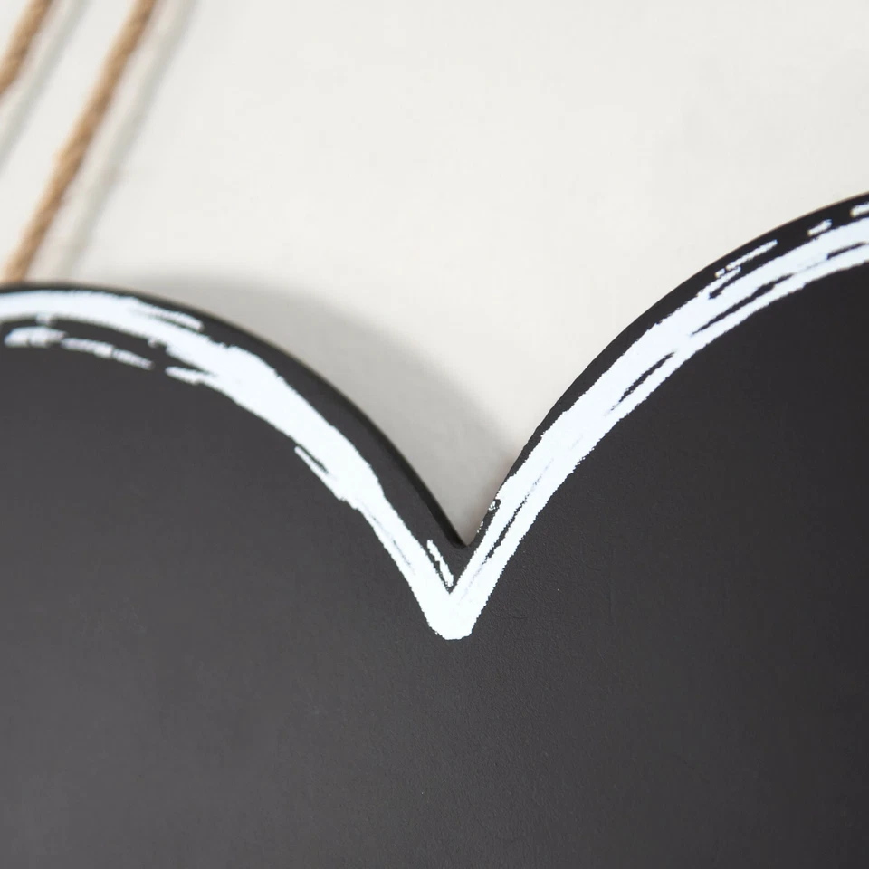Vintage Hanging Heart Chalk Memo Black Board Home Wedding Decor Kitchen Office - Image 3 of 4