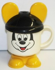 Vintage 1980s Plastic Walt Disney Mickey Mouse Sippy Cup Black Yellow Lid Ears