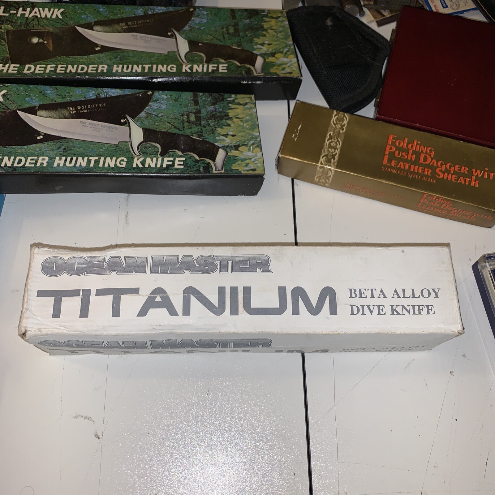 Ocean Master Blunt Tip Titanium Beta Alloy Scuba Dive Knife Black Color