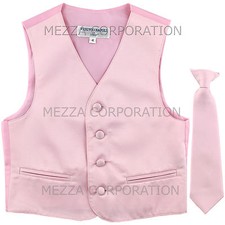 New Kids Boys Formal Tuxedo Vest Necktie Pink US Sizes 2-14 Wedding Party