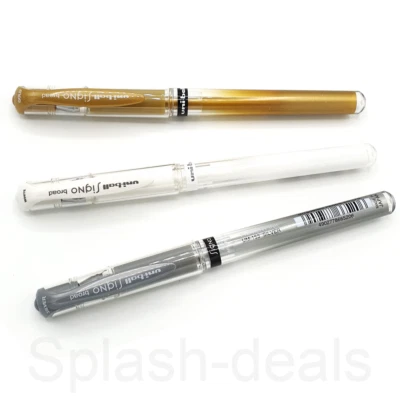 Uni-Ball Signo UM-153 Gel Rollerball Pen Metallic Broad - White Gold Silver