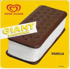 Classic Giant Vanilla Sandwich Good Humor Ice Cream Truck Sticker  6" x 6"