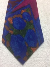 TANGO MENS TIE BLUE WITH GREEN BURGUNDY ORANGE FUCHIA 4 X 58