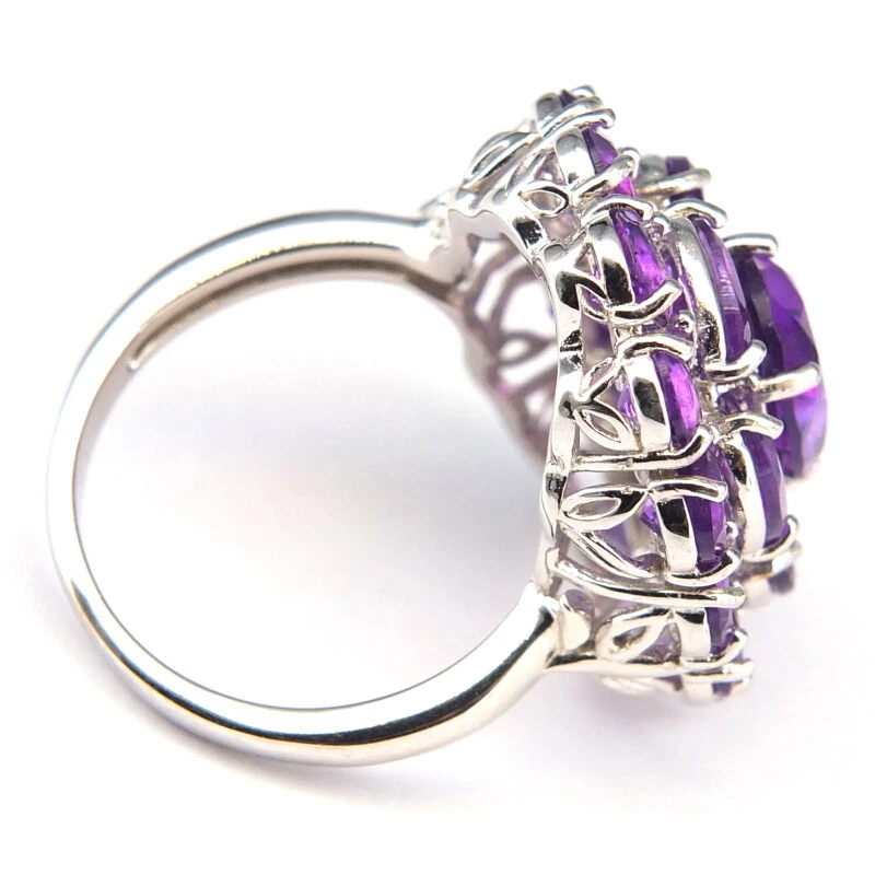 Anello In Ametista Lilla Naturale SHOLA In Argento Sterling Taglia 16,5 - Immagine 3 di 3