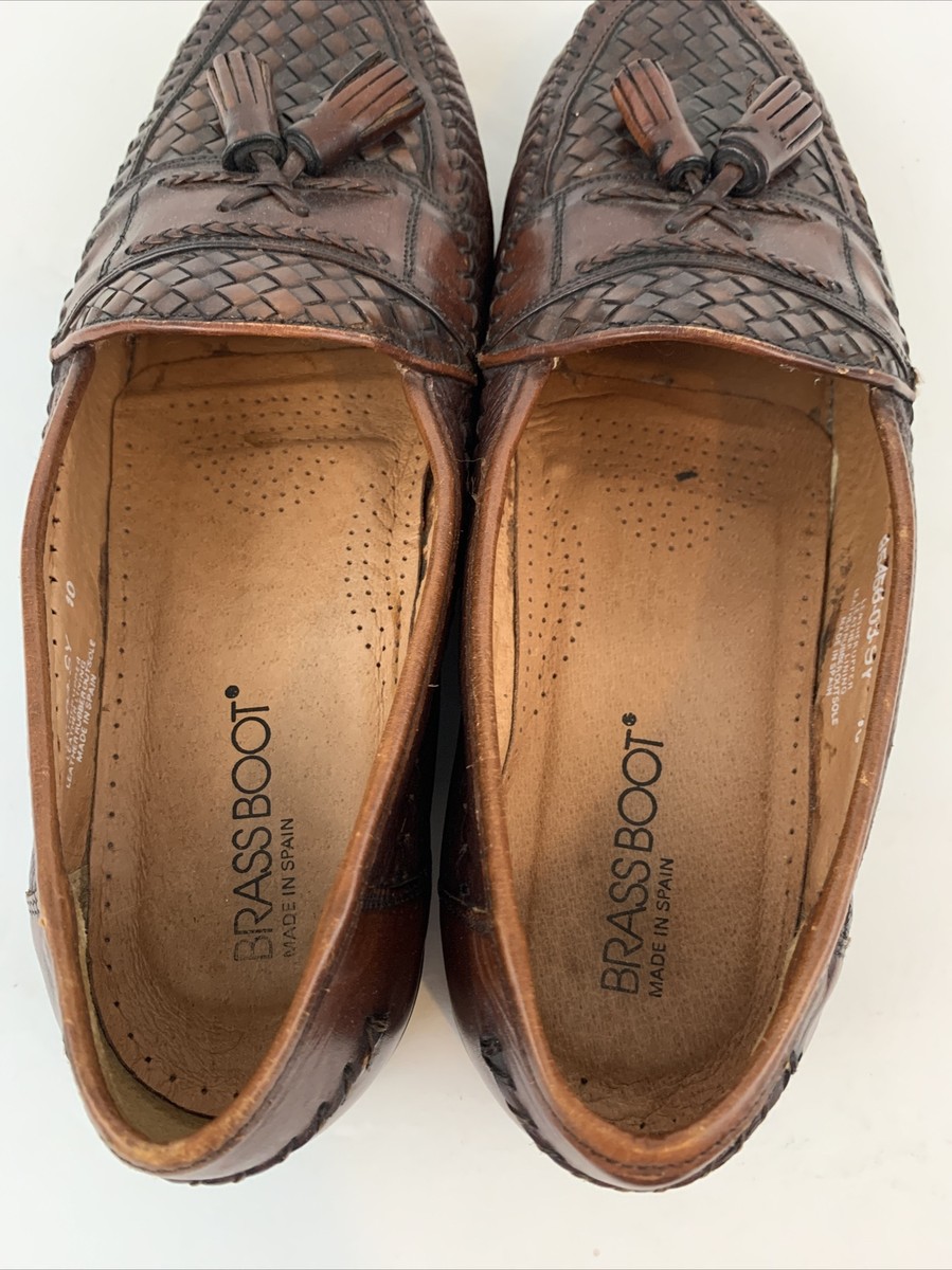 Brass Boot Size 10 Brown Leather Tassel Loafer Moccasin Dress Shoes SPAIN Brass Boot Handmade Men main image 2