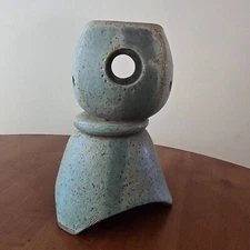 Off- Centered Stone/Earthenware Abstract Candle Holder Heavy