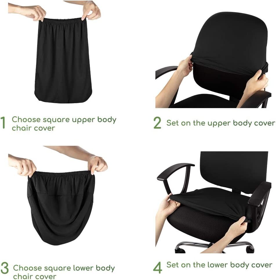 Copri Braccioli Sedia Ufficio - 1 Paio, Tessuto Elastico Nero, Rimovibile E Lavabile - Foto 8