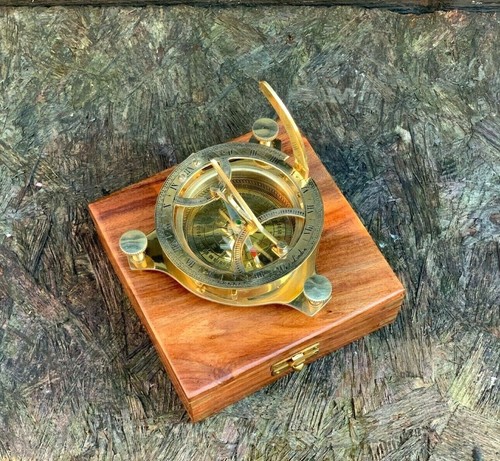Vintage Brass Sundial Compass 4.5" – Nautical Marine Steampunk Retro Style - Picture 3 of 11