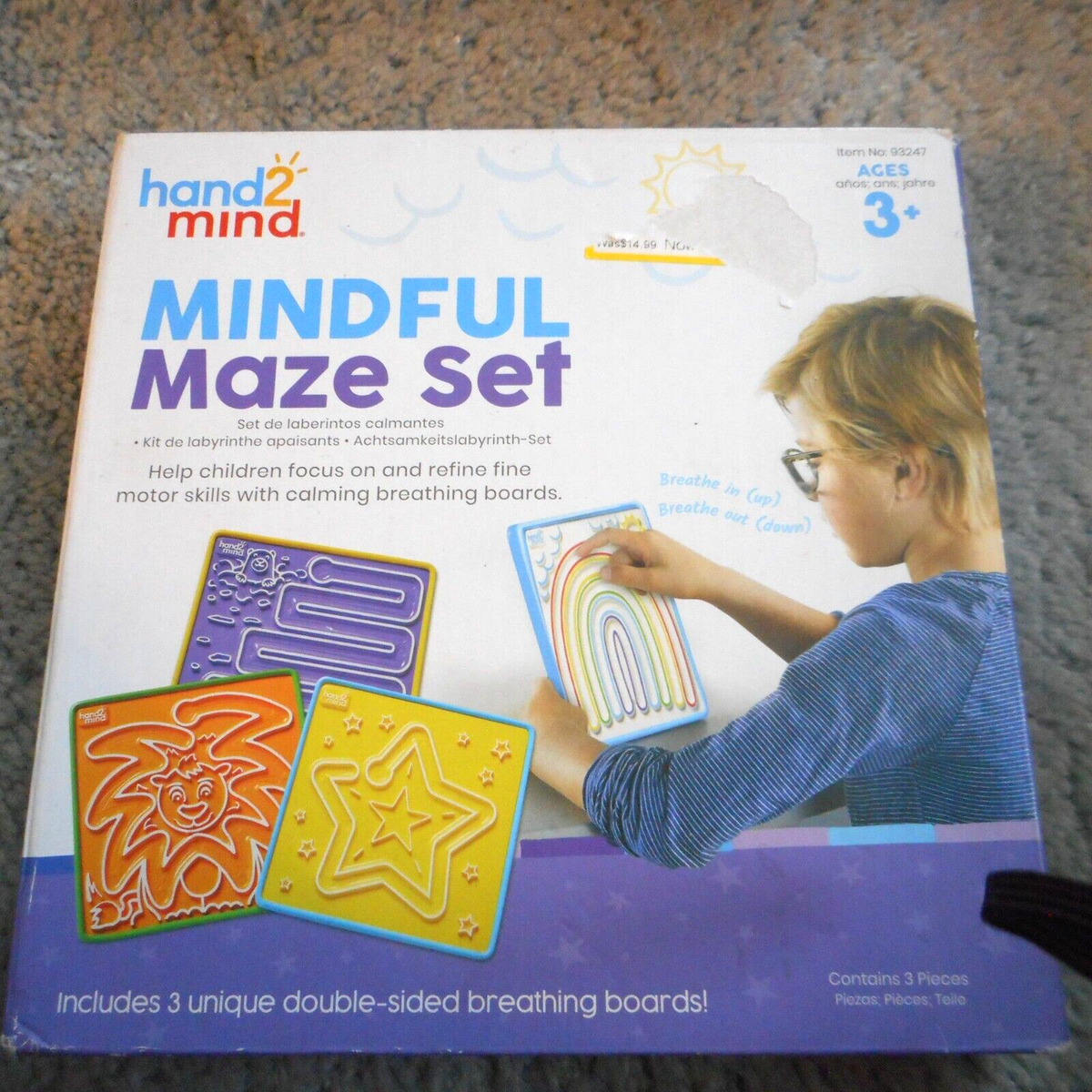 Hand2Mind Mindful Maze Set of 3 Unique Double-Sided Breathing