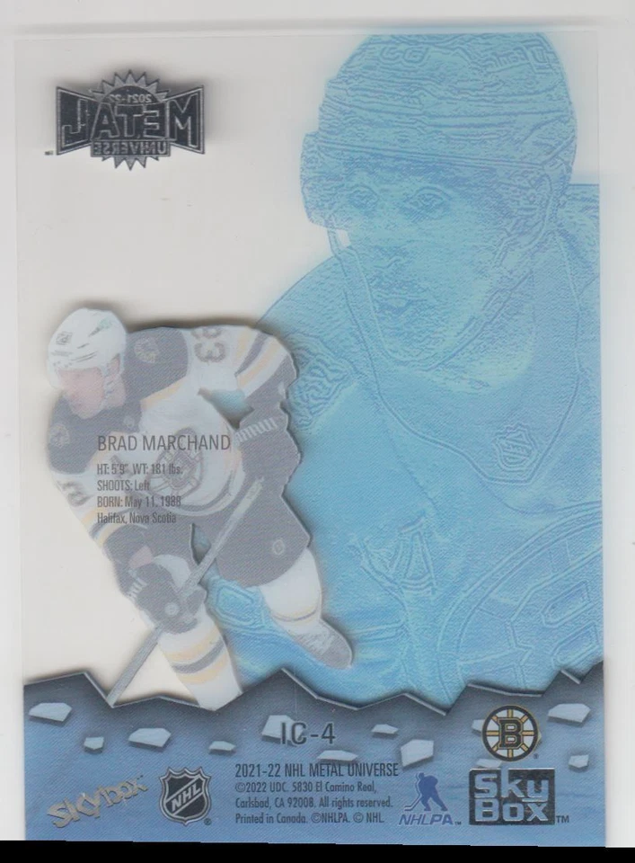 2021-22 Skybox Metal Universe Ice Carvings Brad Marchand #IC-4 - Image 2 of 2