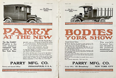 1917 Ad Parry Mfg Co Indianapolis IN Truck & Commercial Bodies Enclosed & Stake