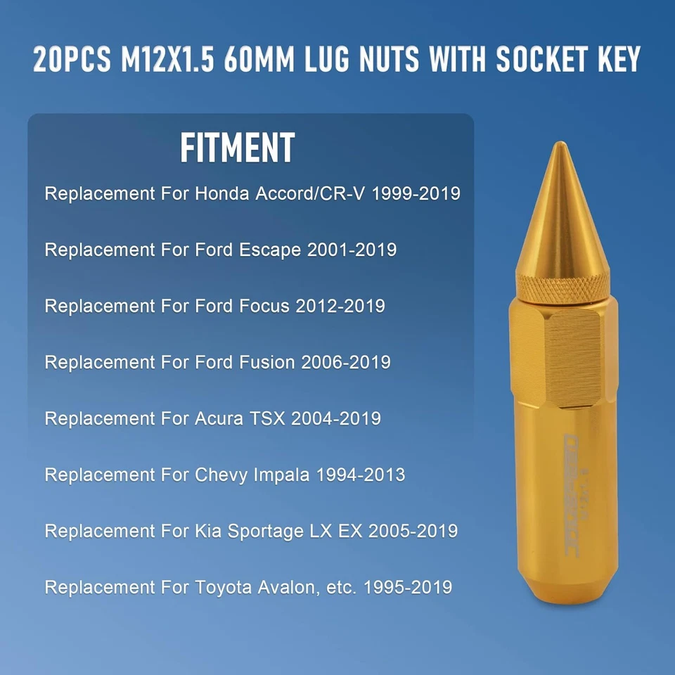 Tuercas Con Puas Para Llantas De Rines Aros M12X1.5 Extendido 60mm Aluminio 20 piezas Foto 3 de 4