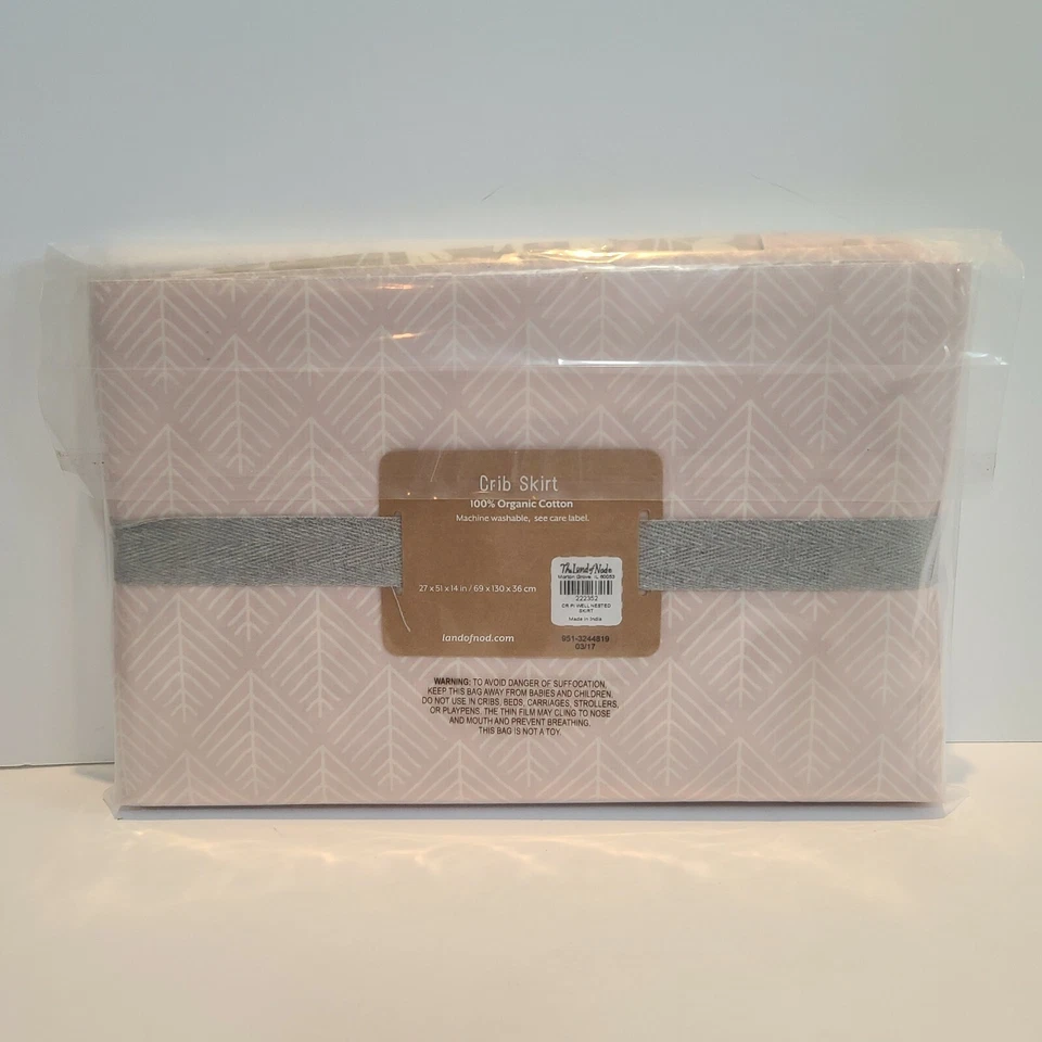 Falda Cuna Bebé Ropa de Cama Infantil The Land of Nod Rosa Claro 100% Algodón Nueva Foto 2 de 4