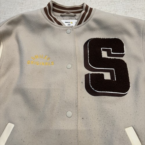 H & M Women's SMILEY Originals Motif Detail Baseball Jacket Coat Size Medium - Picture 3 of 6