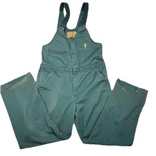 Vintage Pella Products Overalls Mens Green Utility Work Mechanic USA Sz 34 Tall