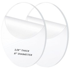 2 Pieces 1/8" Clear Circle Acrylic Sheet, 8 Inch Diameter, Thick,