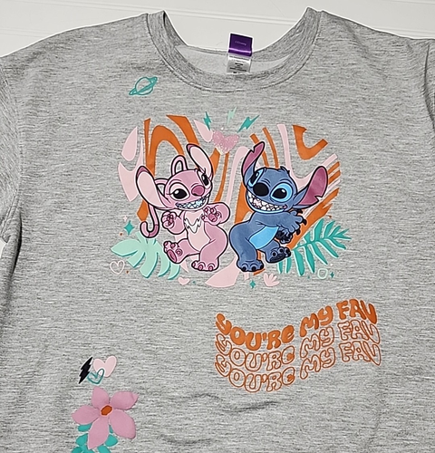 Disney Lilo And Stitch Mujer XXL Pullover Sudadera Recortada Gris Claro - Imagen 11 de 16