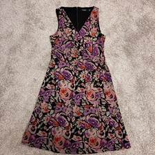 Lauren Ralph Lauren V Neck Surplice Dress Women’s Size 12 Black and Purple