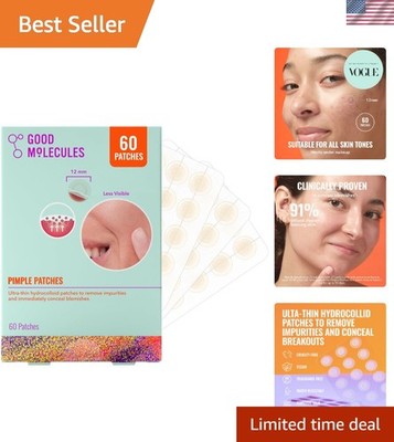 60 Count Hydrocolloid Spot Treatment Patches   Invisible Acne Care for All Skin