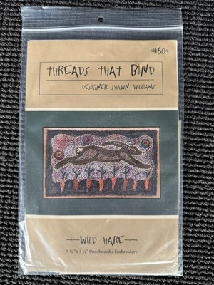 Threads That Bind PunchNeedle Embroidery Pattern & Fabric Wild Hare Rabbit