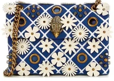 🔥 SALE $245 NEW TAG KURT GEIGER KENSINGTON LEATHER BAG APPLIQUÉ FLOWERS & STUDS